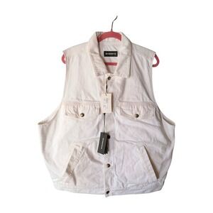 ANN DEMEULEMEESTER White Denim Benoit 5-Pocket Vest Size 52‎ XL Mens
